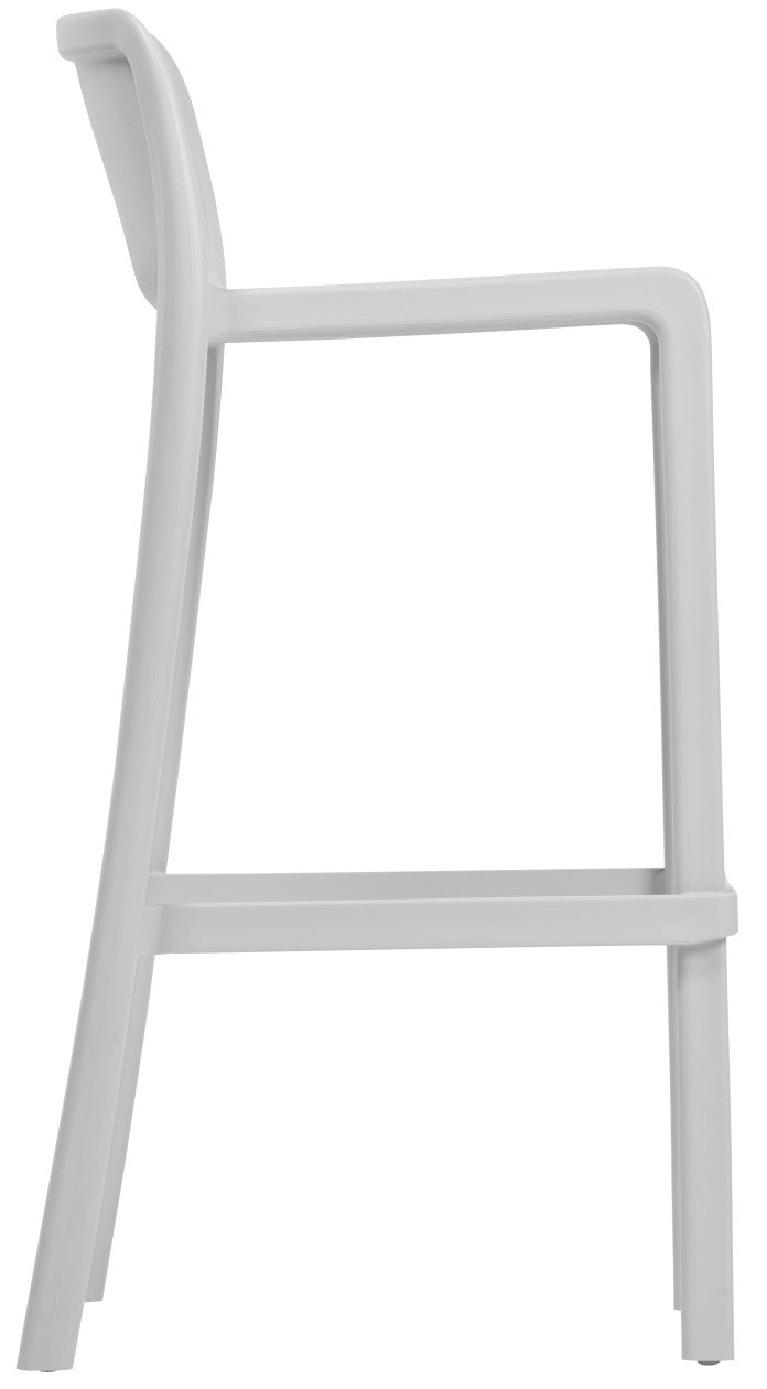 Les Tabourets ATTIC d'Attitudes Bureaux sont des tabourets modernes en polypropylène blanc, avec un dossier et un repose-pieds légèrement incurvés, présentés en vue latérale sur fond blanc.