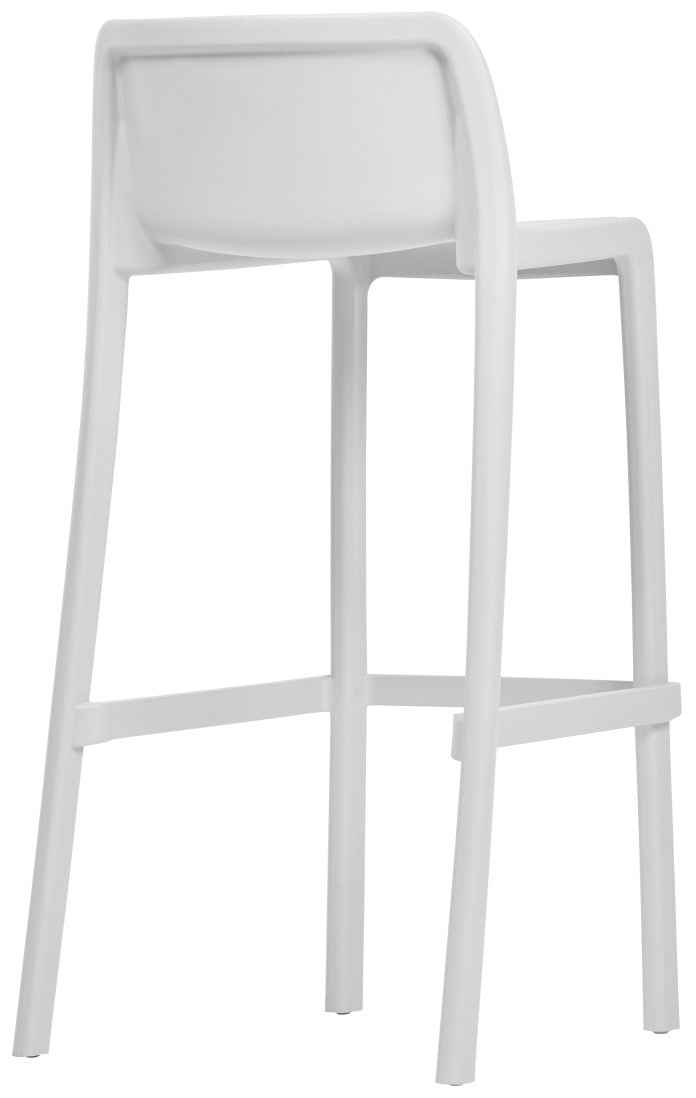 Le Tabourets ATTIC d'Attitudes Bureaux est un tabouret moderne en polypropylène blanc au design minimaliste, avec un dossier bas, quatre pieds droits et un repose-pieds. Idéal pour l'intérieur et l'extérieur, sa structure épurée se remarque sous tous les angles.