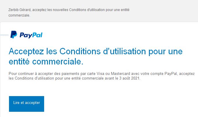 envoyer un mail à paypal